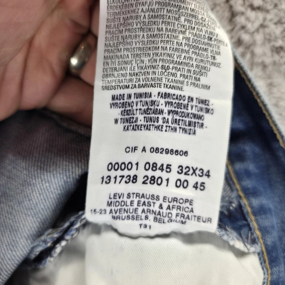 Vintage Levis Engineered Jeans Mens 32x34 Blue Light Wash Twisted Button Fly